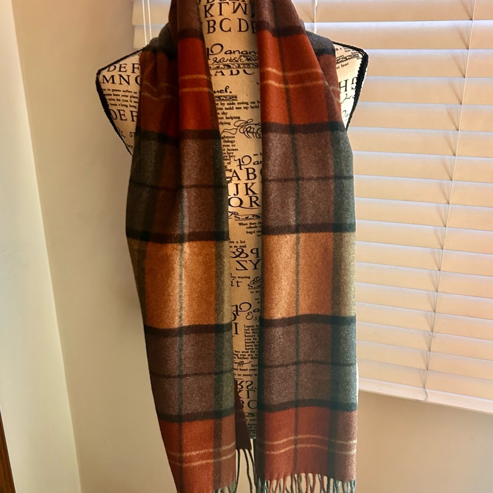 Jos. A. Bank Plaid Scarf - Red, Orange, Black